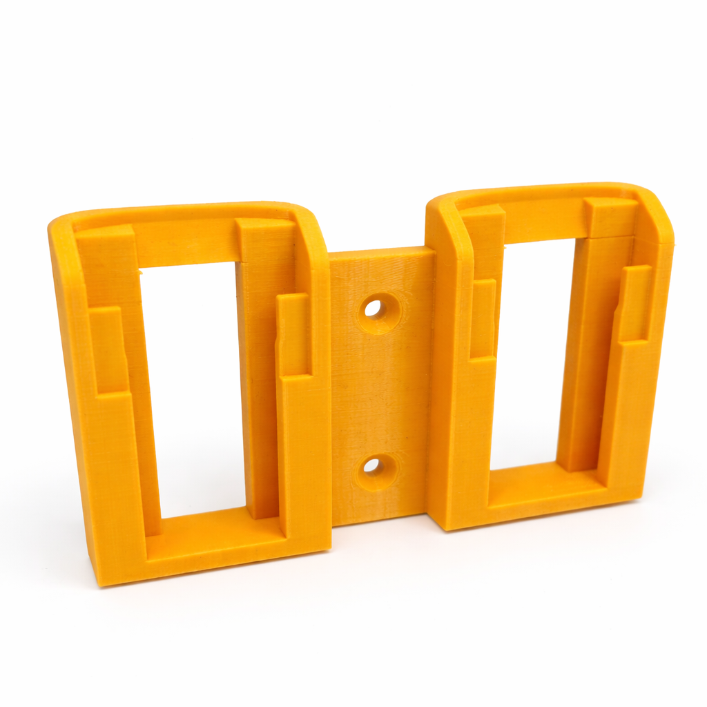 Two yellow plastic frames on a white background