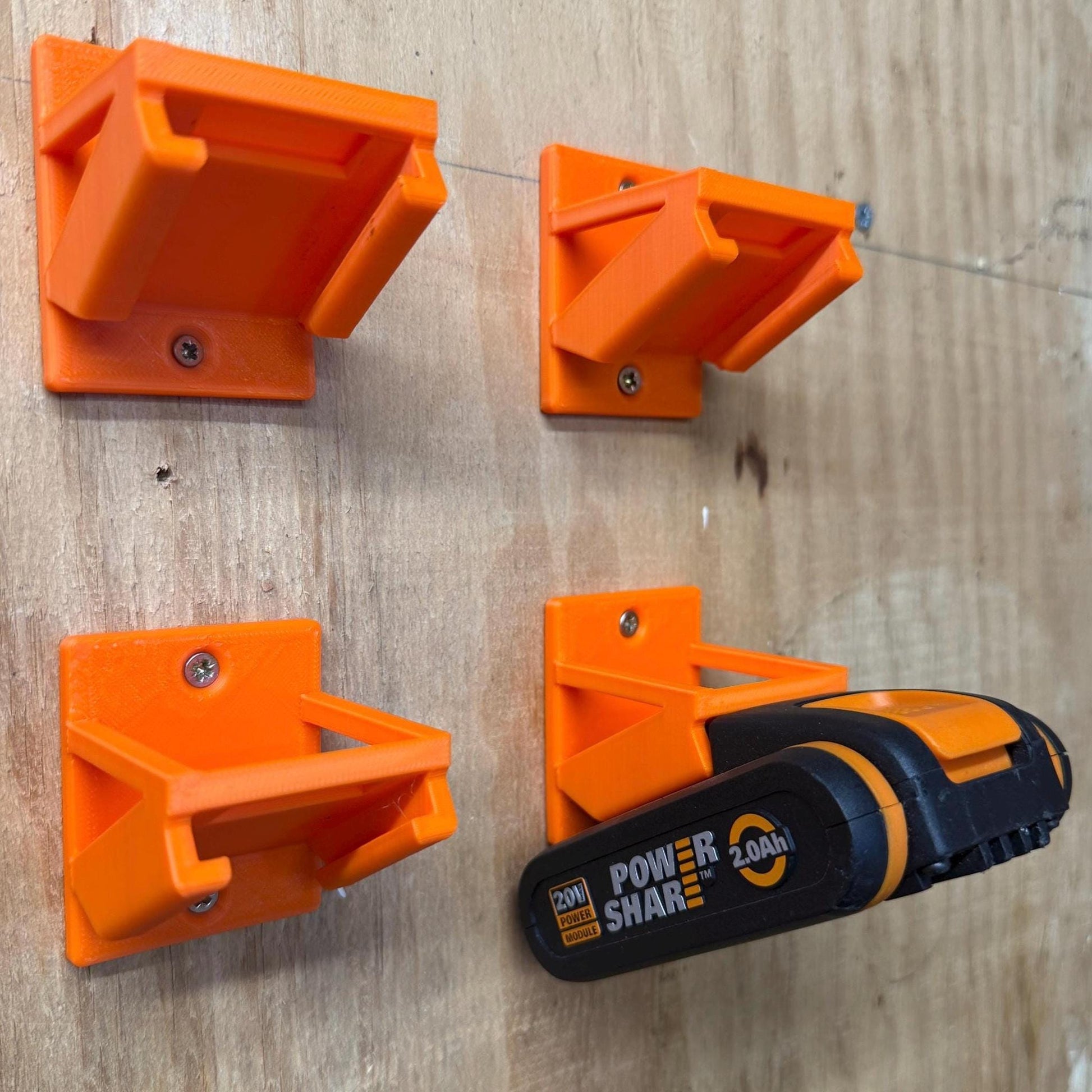 4 Pack Worx 20V Battery Wall Storage Holder (UK/EU Batteries)
